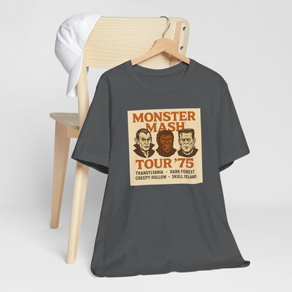 Monster Mash Tour '75 Halloween Shirt – Vintage Horror Band Tee Featuring Dracula, Wolfman, Frankenstein