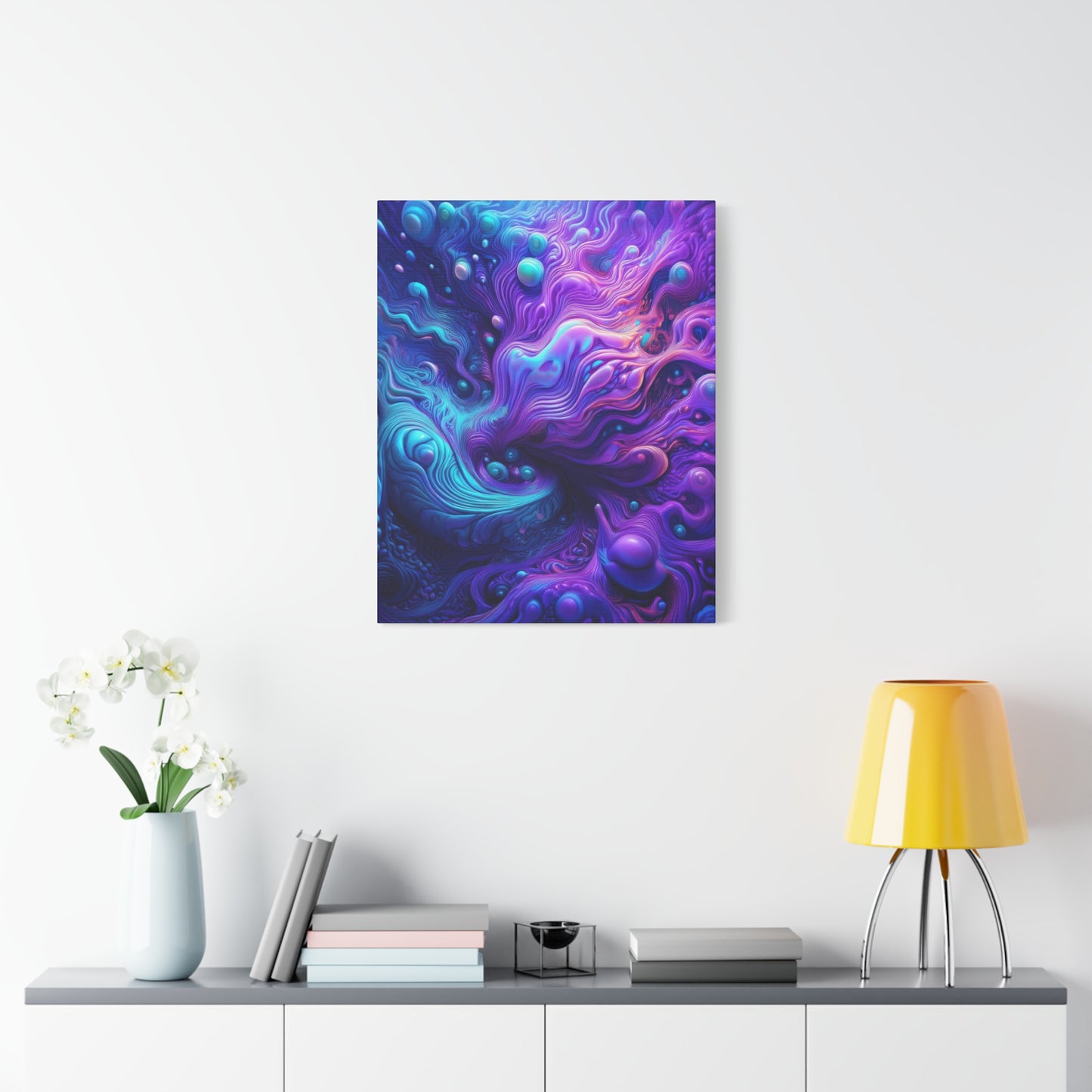 Ethereal Depths Vibrant Abstract Canvas Art - Matte Stretched Wall Decor