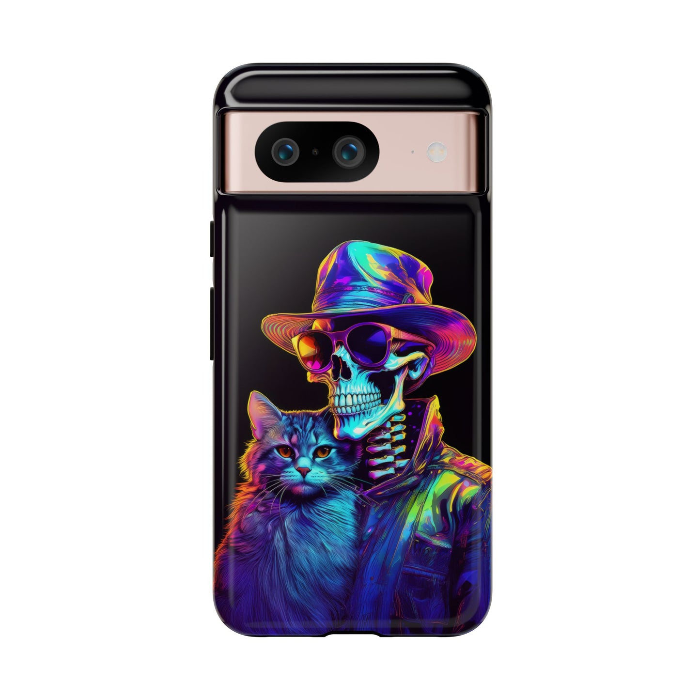 Skeleton holding a Cat Cell Phone Case 002