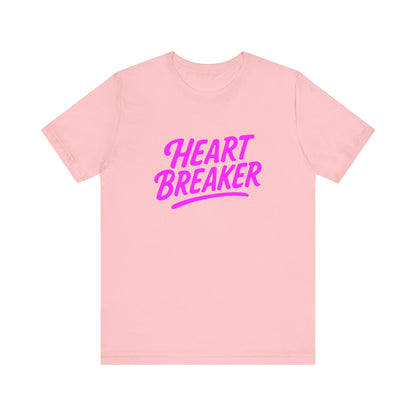 Colorful Design Heartbreaker Shirt – Neon Pink Retro Script Tee for Bold Women with Savage Energy. Unisex Jersey Short Sleeve Tee