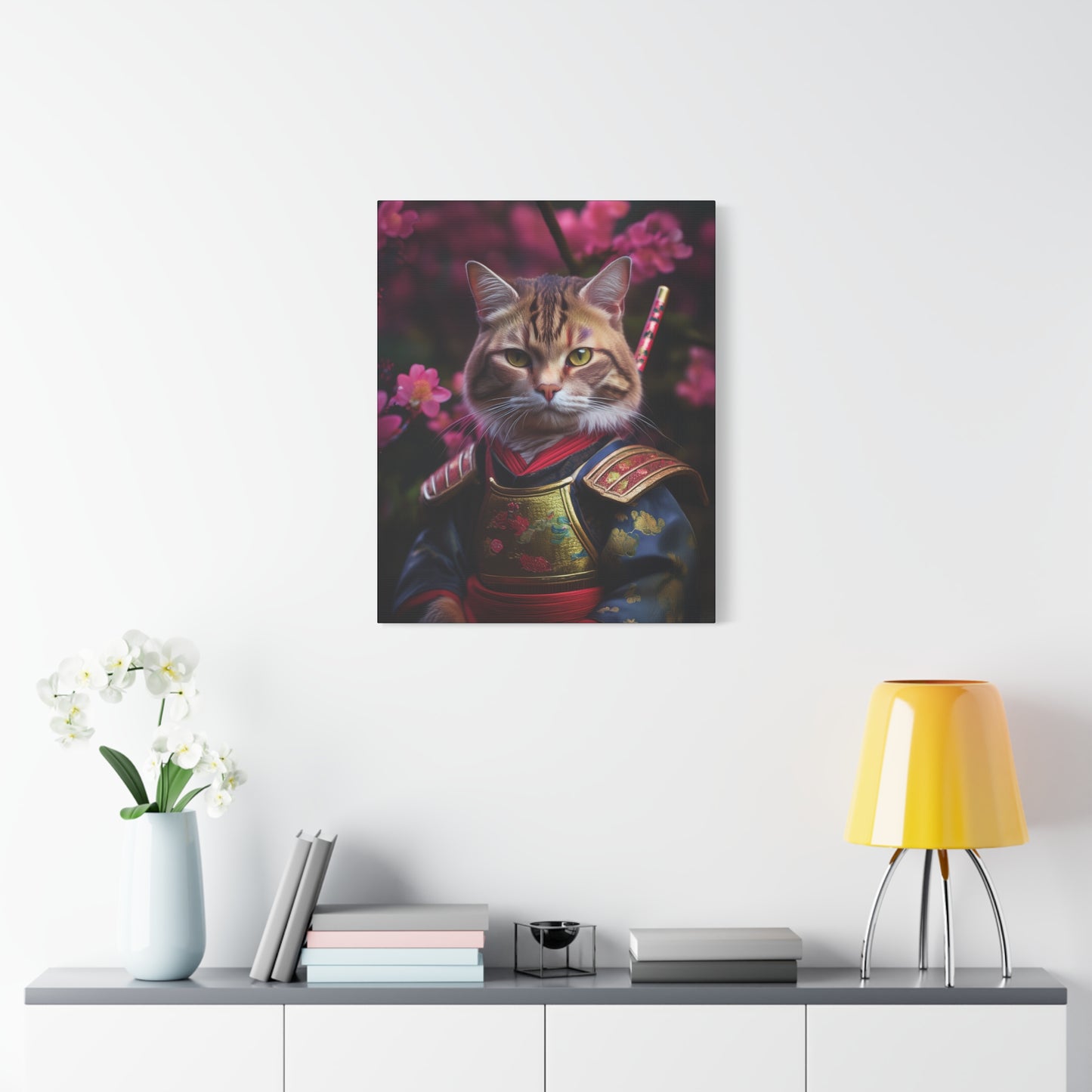 Samurai Meowster Canvas Art | Stretched Matte Wall Decor