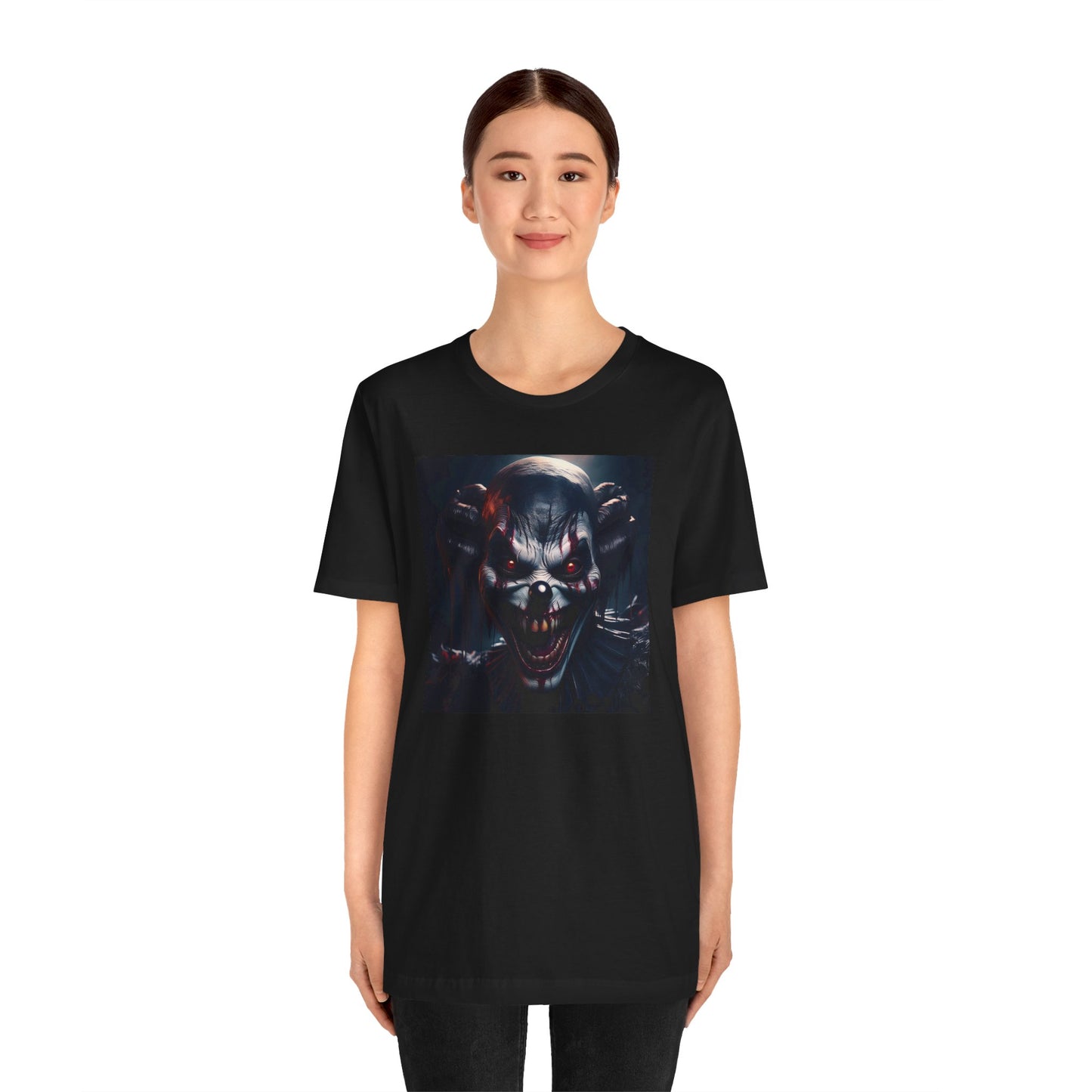 Terrifying Clown Face Halloween Shirt – Haunted Circus Horror Graphic Tee for Halloween Fright Fans