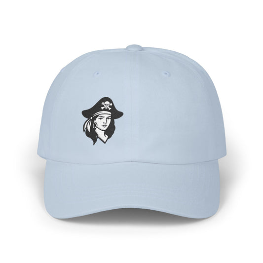 Pirate Girl Embroidered Classic Dad Hat – Bold Skull and Crossbones Graphic for Edgy Style, Retro Vibes, and Pirate-Themed Flair