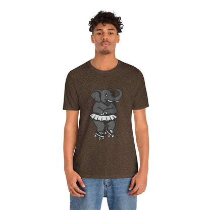 Roller Skating Elephant Graphic Tee Dark Theme – Funny Circus Style Vector Design