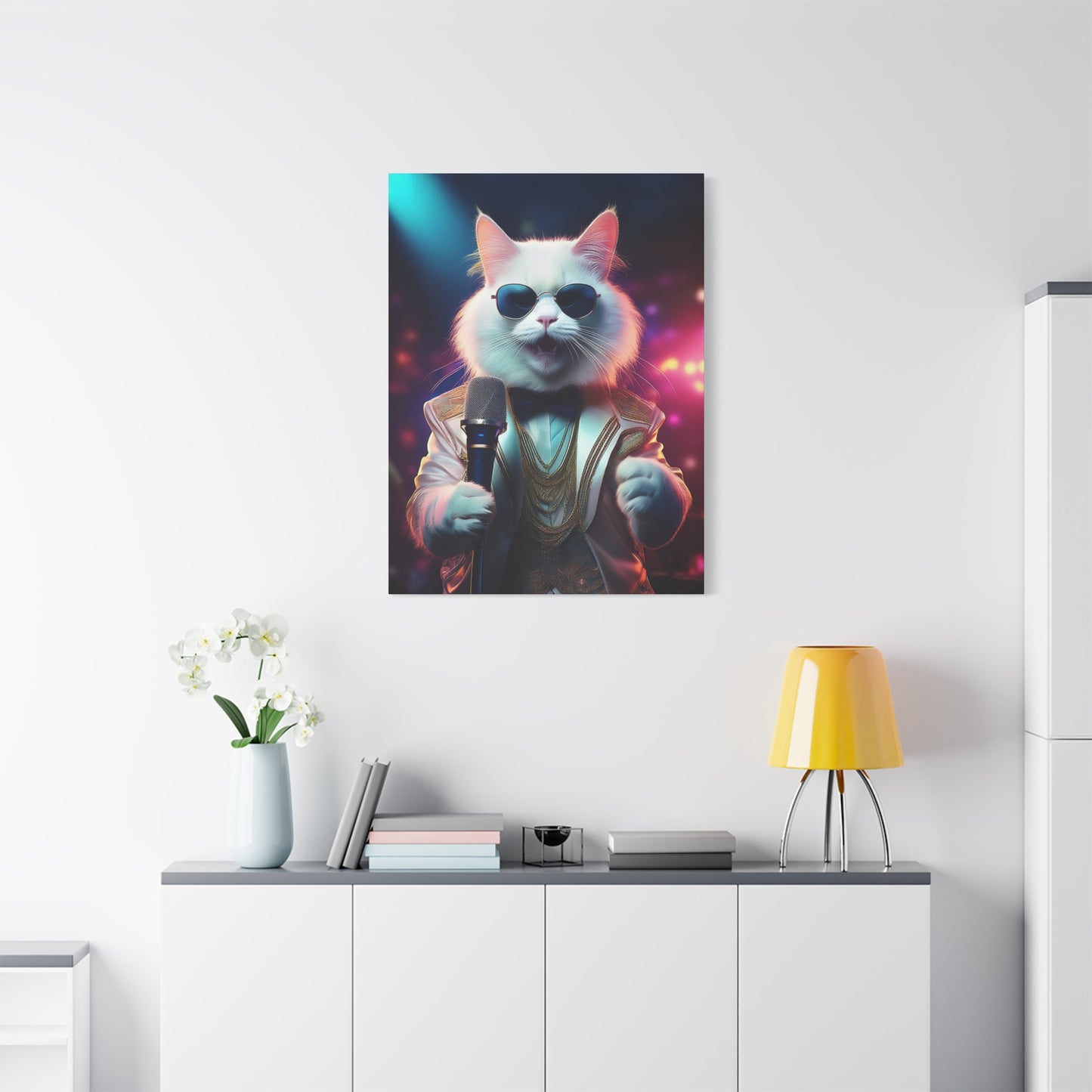 Purr-fectly Cool Lounge Cat Canvas Art | Stretched Matte Wall Decor 002