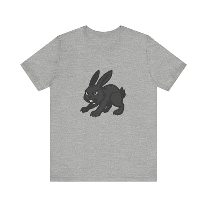 Angry Bunny Graphic T-Shirt – Fierce Black Rabbit Dark Theme Design on Dark Tee for Streetwear, Gym Style, or Bold Animal Aesthetic. Unisex Jersey Short Sleeve Tee