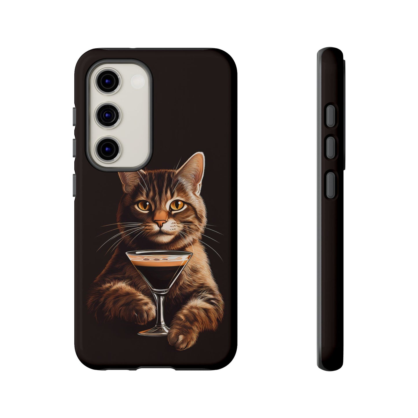 Sophisticated Cat with Espresso Martini Cell Phone Case 001