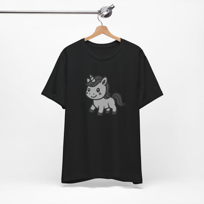 Cute Unicorn Graphic Tee Dark Theme – Kawaii Vector Design with Whimsical Charm