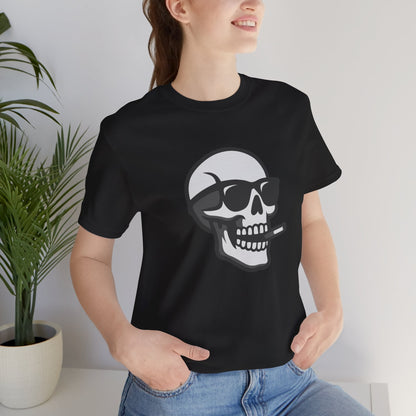 Cool Skull Graphic Tee Dark Theme – Smoking Skull Vector Design with Attitude