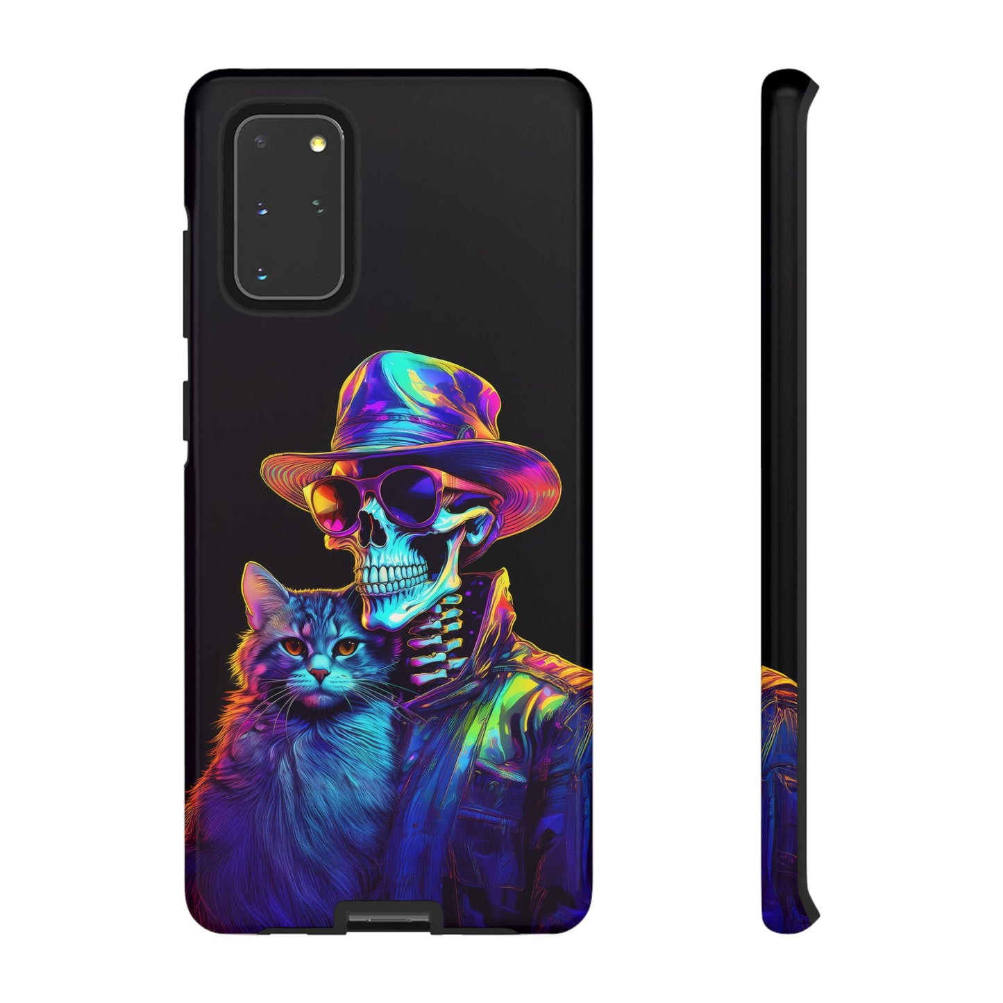 Skeleton holding a Cat Cell Phone Case 002