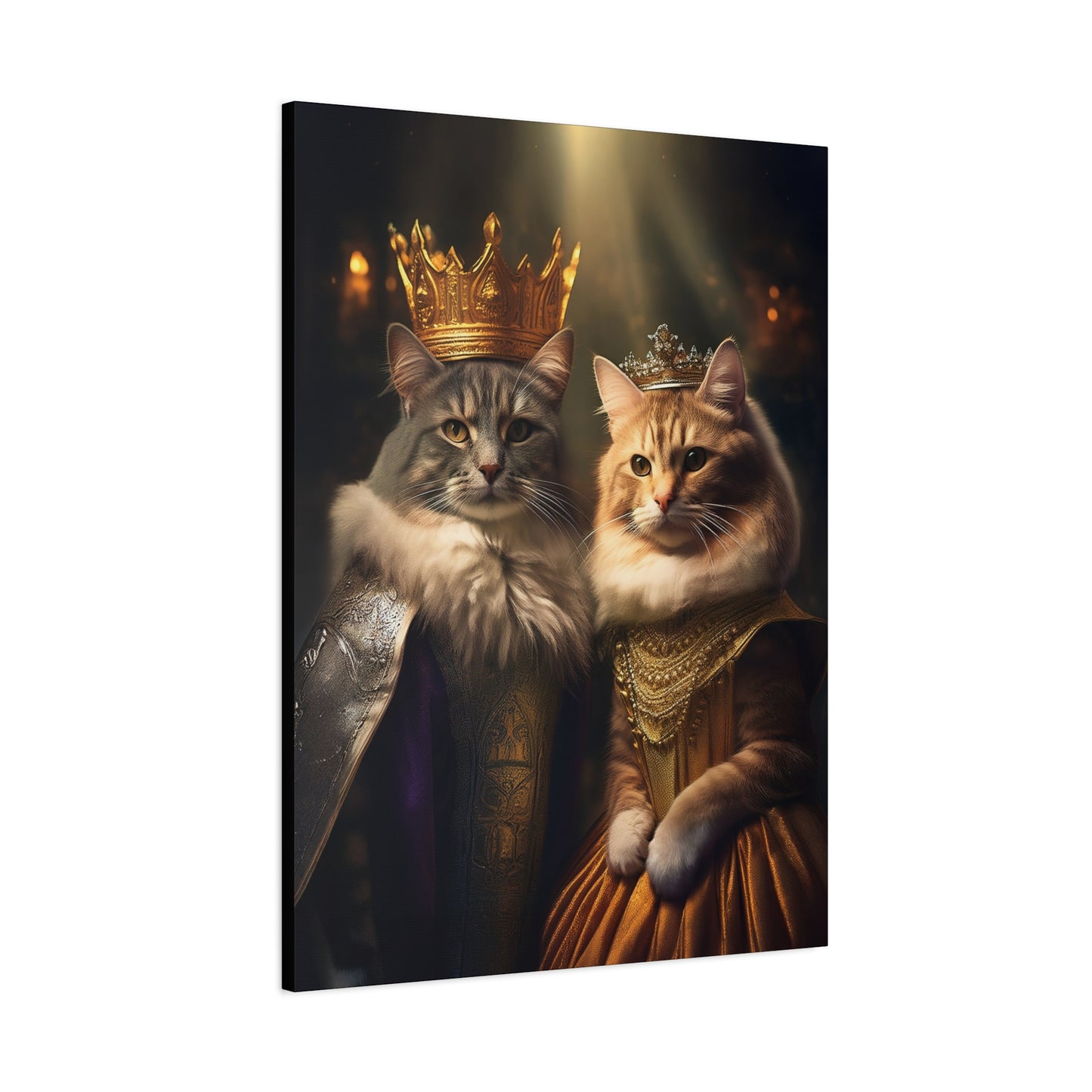 The Royal King and Queen of Meowsington Canvas Art | Stretched Matte Wall Decor 001