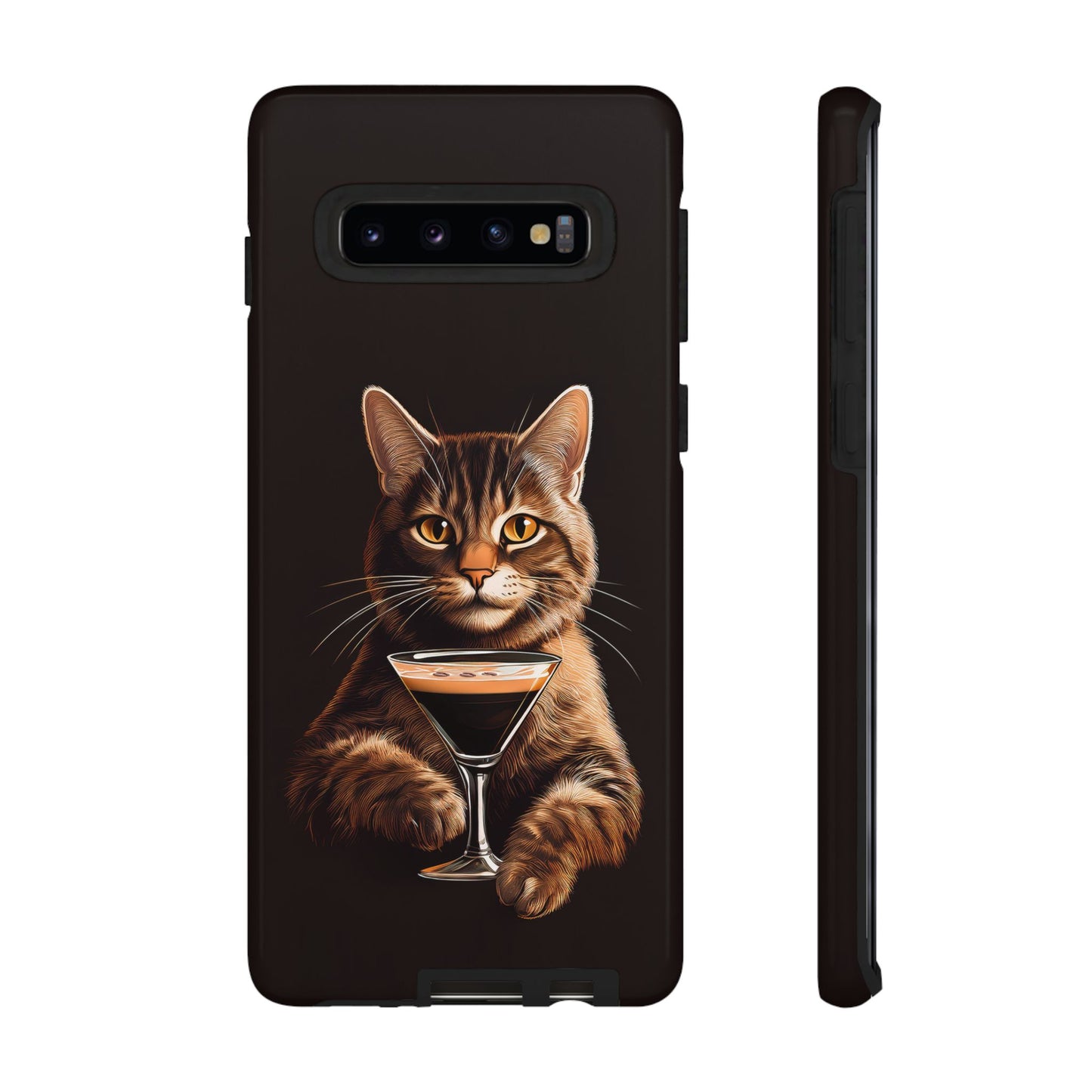 Sophisticated Cat with Espresso Martini Cell Phone Case 001