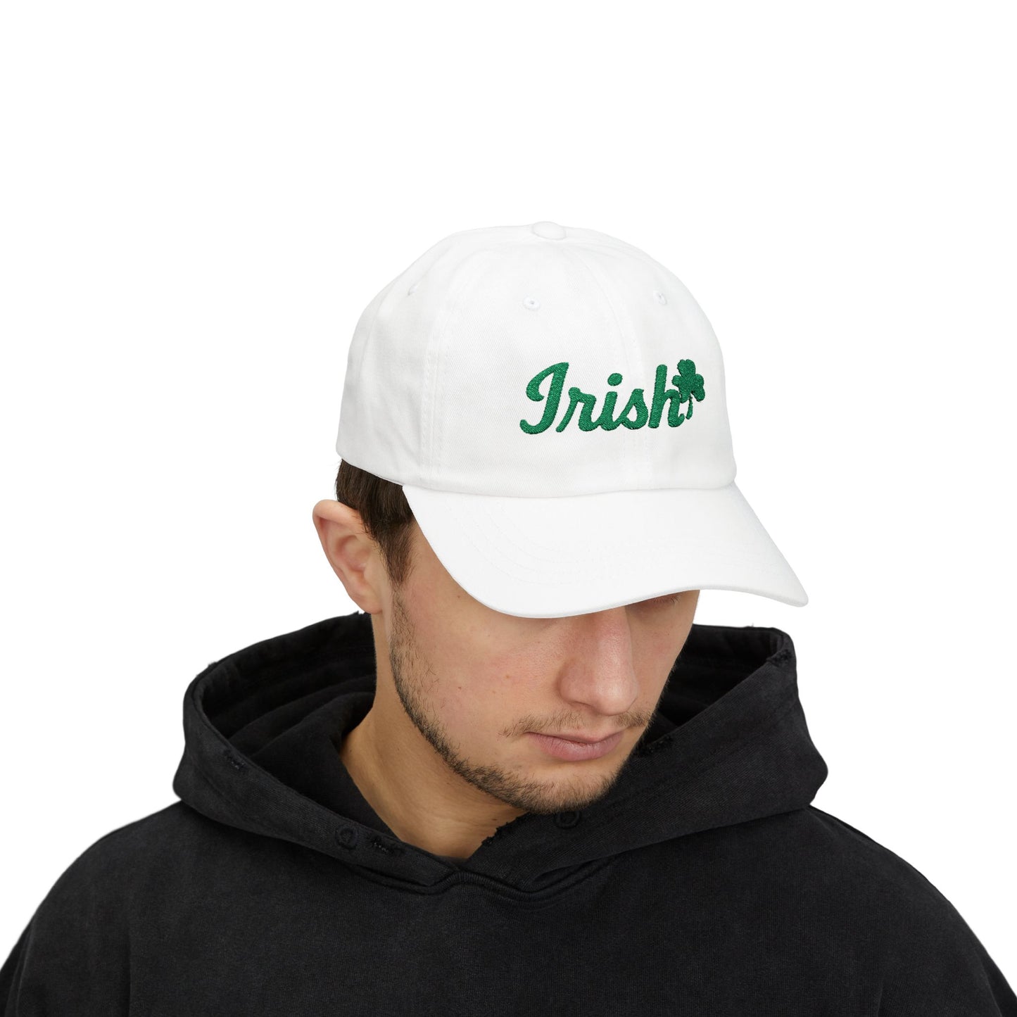 Irish Embroidered Classic Dad Hat – Green Shamrock Baseball Hat with Script Text for St. Patrick’s Day, Irish Pride, and Everyday Luck