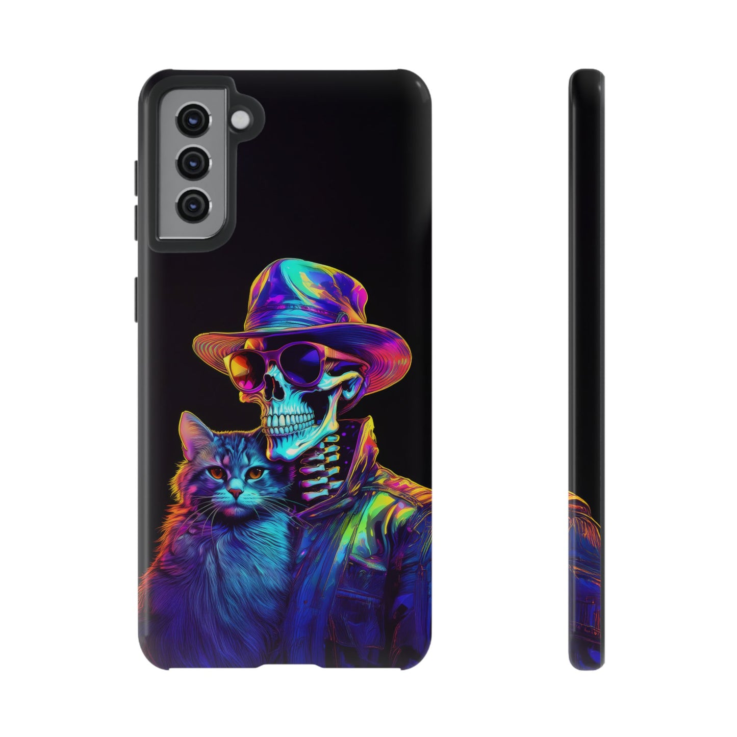 Skeleton holding a Cat Cell Phone Case 002