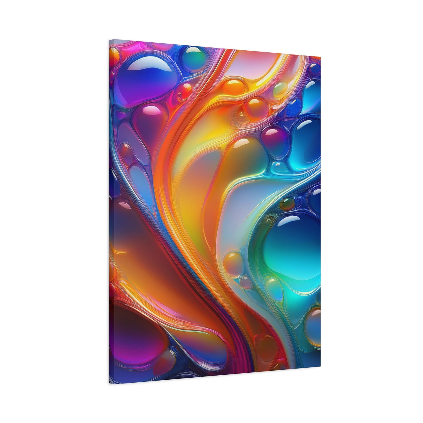 Flowing Glass Abstract Art Canvas Print - Colorful Fluid Design, Stretched Wall Decor