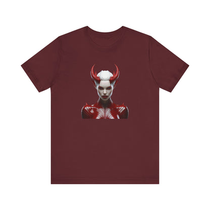 Fierce Devil Woman Halloween Shirt – Seductive Demon Graphic Tee for Bold Halloween Style