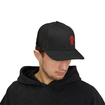 Lil Devil Trucker Hat – Embroidered Cute Mischief Hat with Kawaii Devil