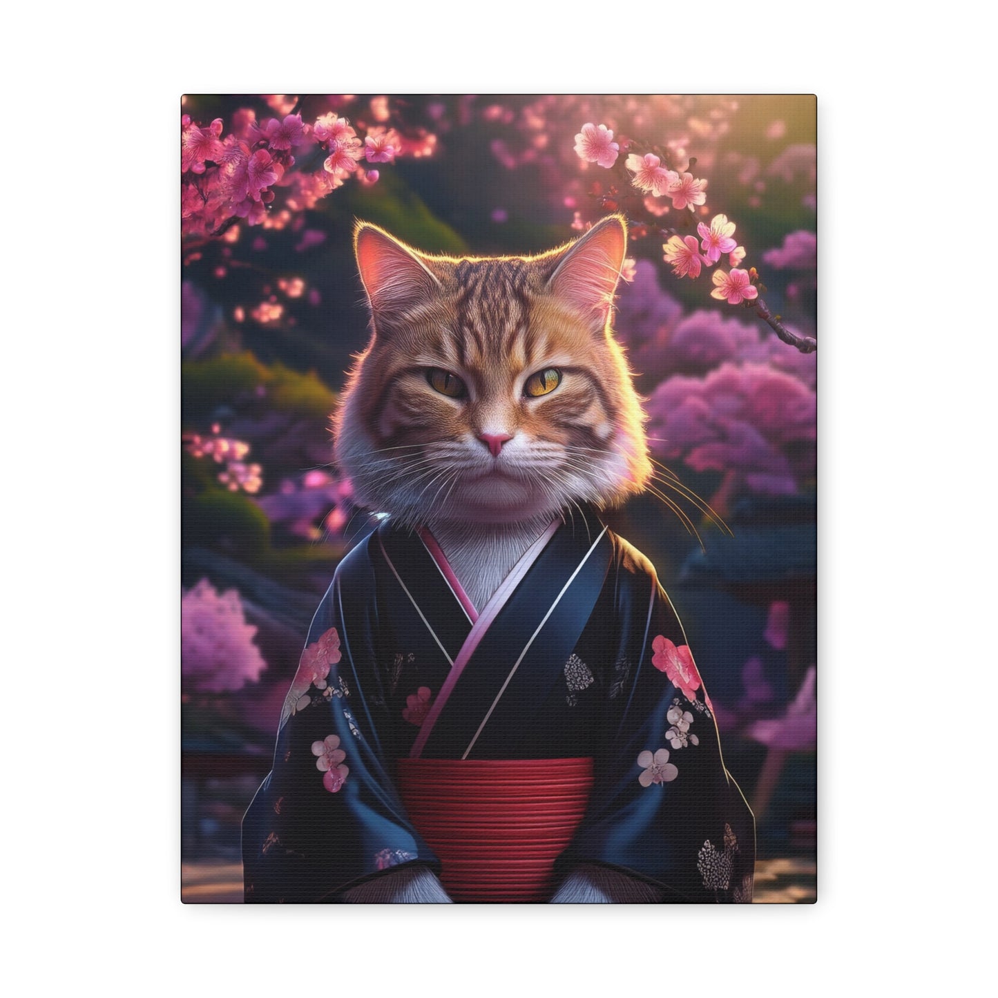 Cat Geisha Canvas Art | Stretched Matte Wall Decor 001