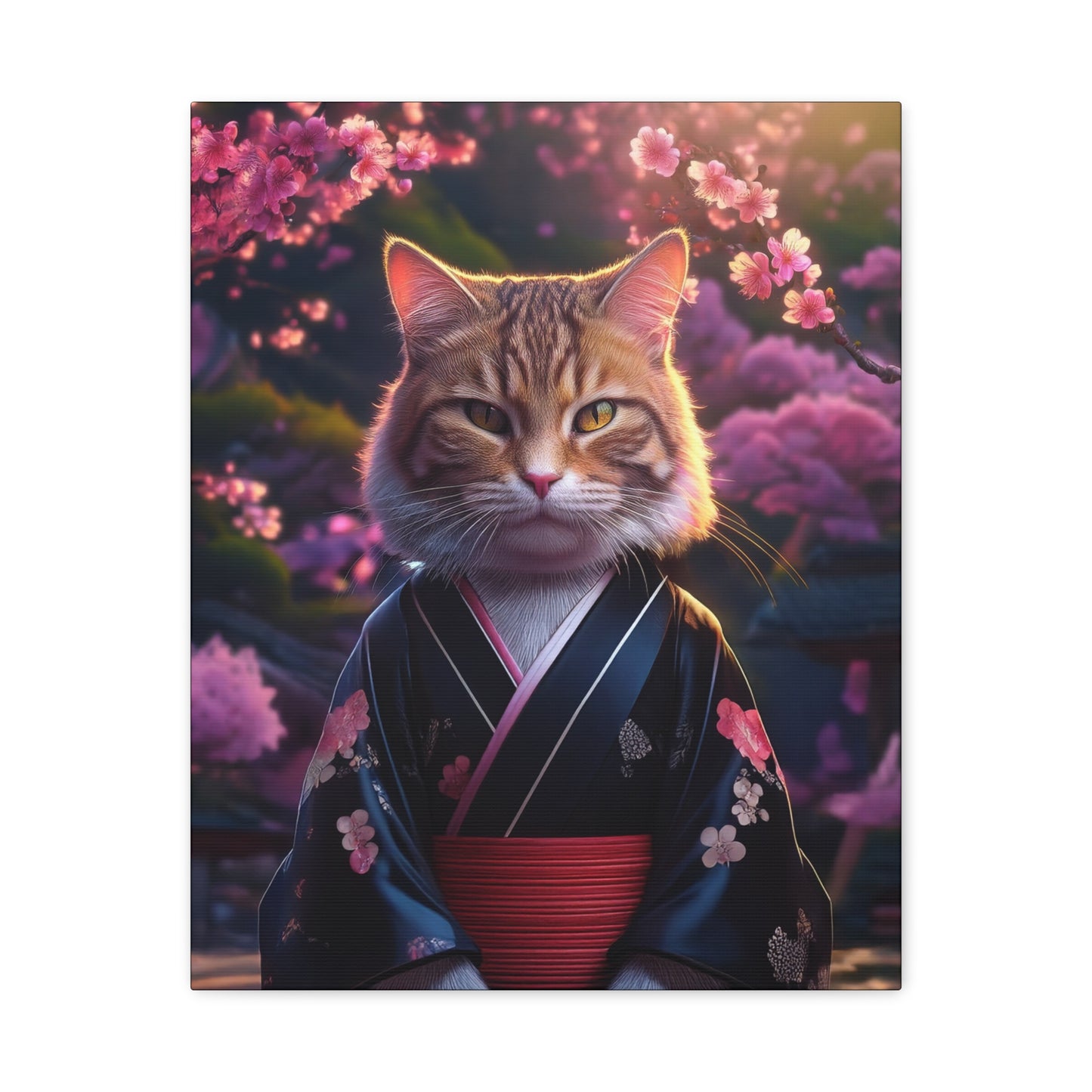 Cat Geisha Canvas Art | Stretched Matte Wall Decor 001