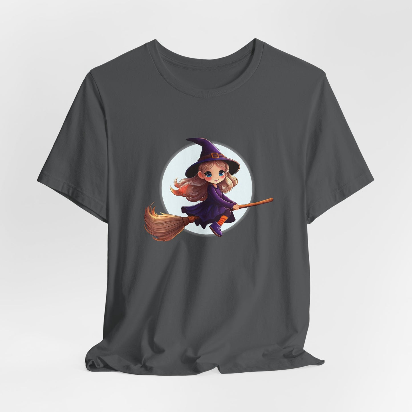 Cute Witch on a Broom Halloween Shirt – Adorable Flying Witch Graphic Tee for Kids and Magic Lovers