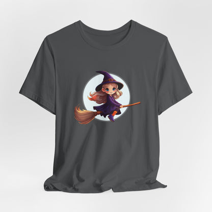 Cute Witch on a Broom Halloween Shirt – Adorable Flying Witch Graphic Tee for Kids and Magic Lovers