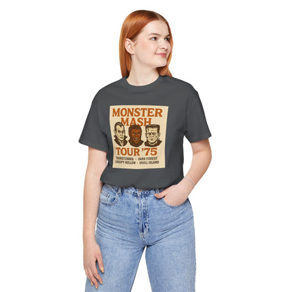 Monster Mash Tour '75 Halloween Shirt – Vintage Horror Band Tee Featuring Dracula, Wolfman, Frankenstein