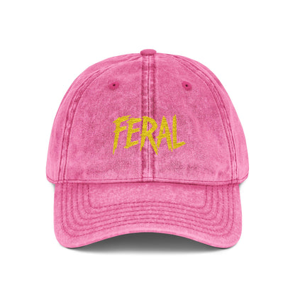 FERAL Vintage Hat – Bold Statement Hat with Wild Energy Font for Rebels, Misfits, and Chaos Enthusiasts