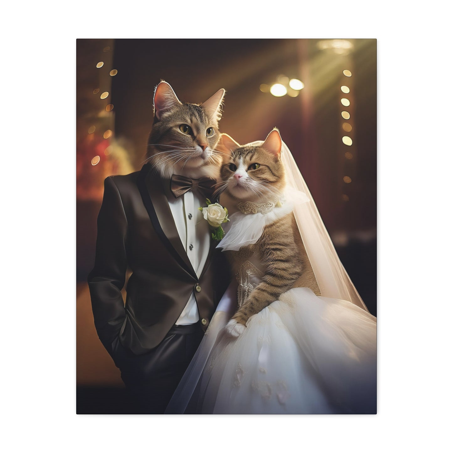 Cat Wedding Day Canvas Art | Stretched Matte Wall Decor 002