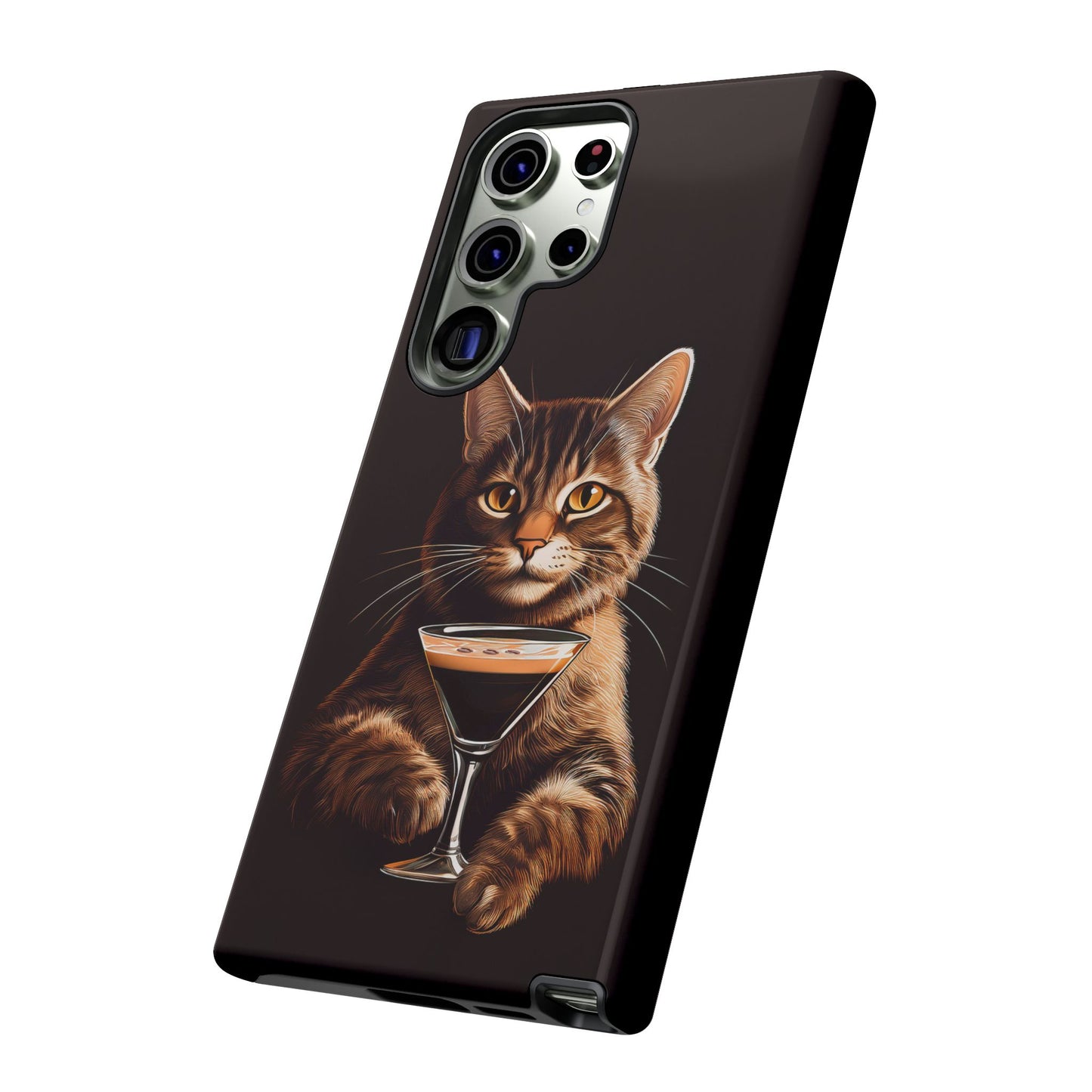 Sophisticated Cat with Espresso Martini Cell Phone Case 001