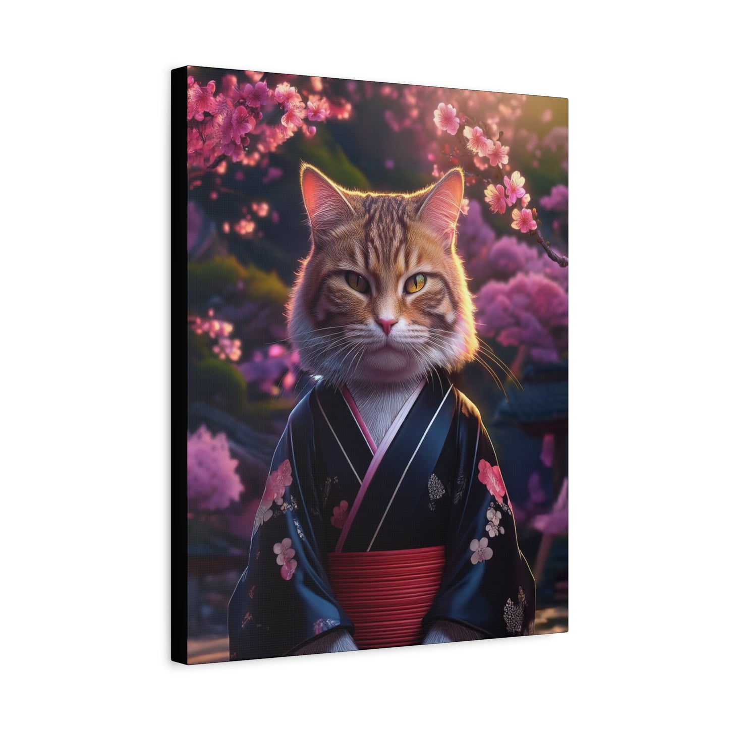 Cat Geisha Canvas Art | Stretched Matte Wall Decor 001