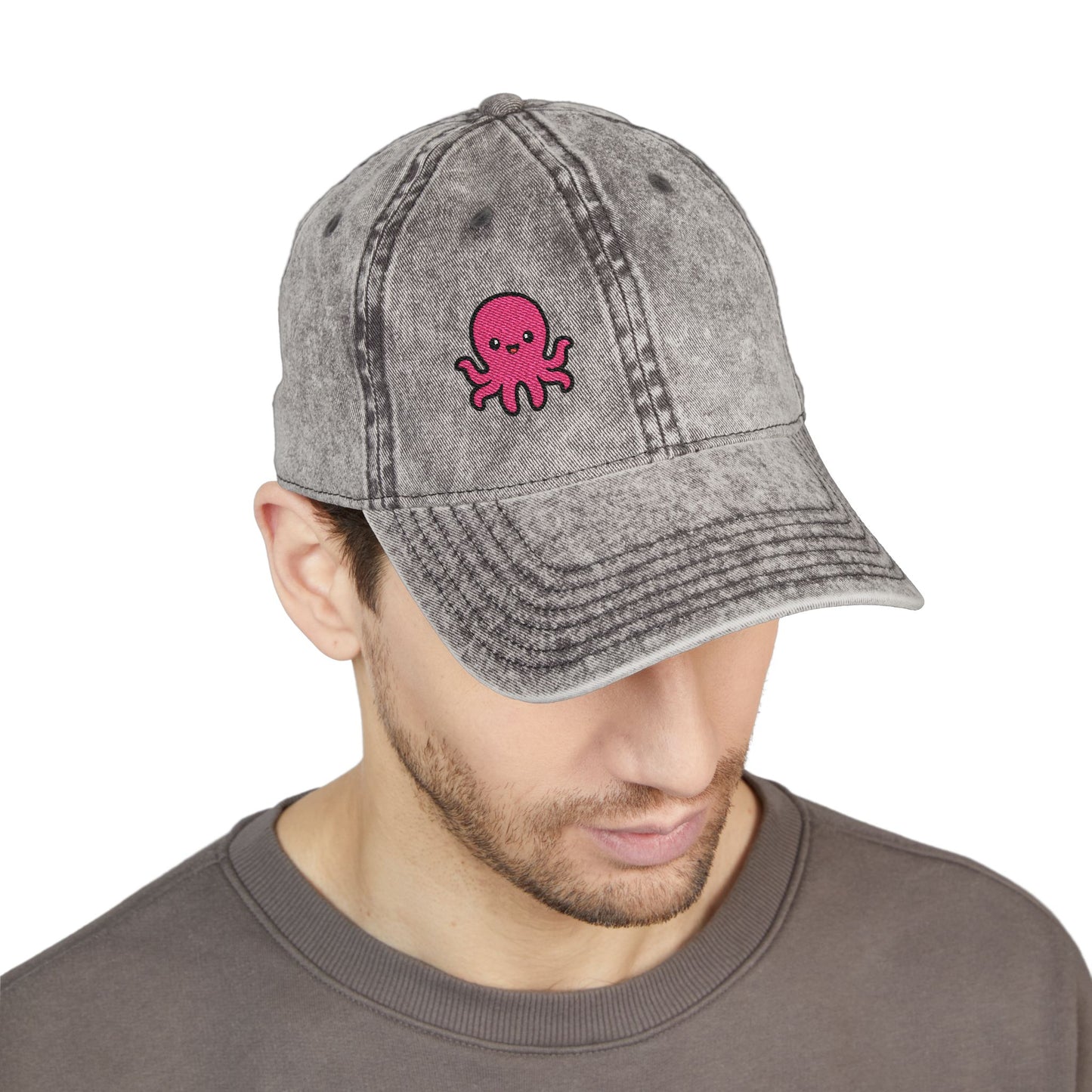 Cute Octopus Vintage Hat – Embroidered Kawaii Sea Creature Hat for Ocean Lovers and Tentacle Fans