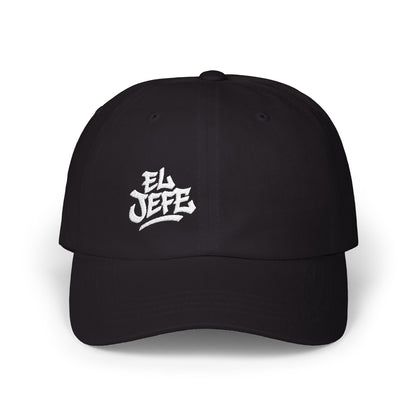 El Jefe Classic Dad Hat – Embroidered Bold Text Hat for Boss Energy, Leadership Style, and Latin Flair. White Letters