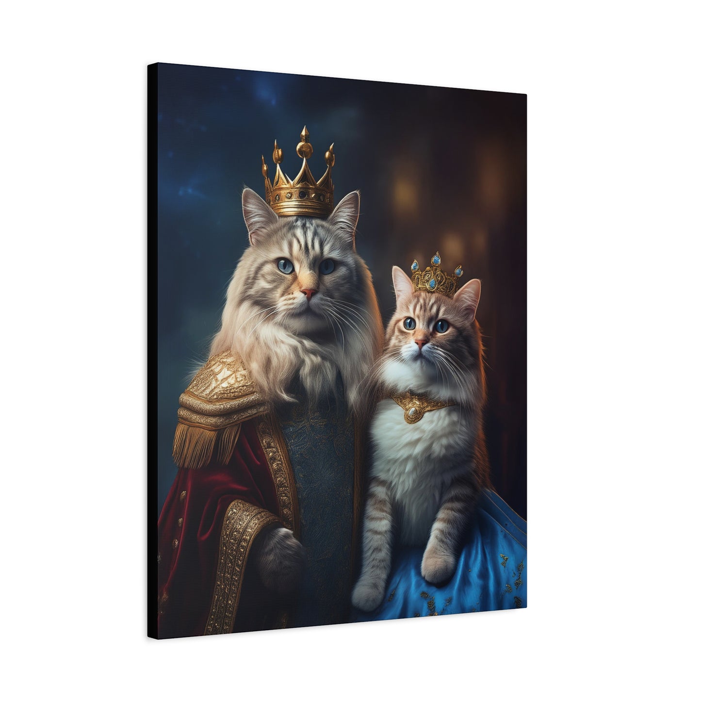 The Royal King and Queen of Meowsington Canvas Art | Stretched Matte Wall Decor 002