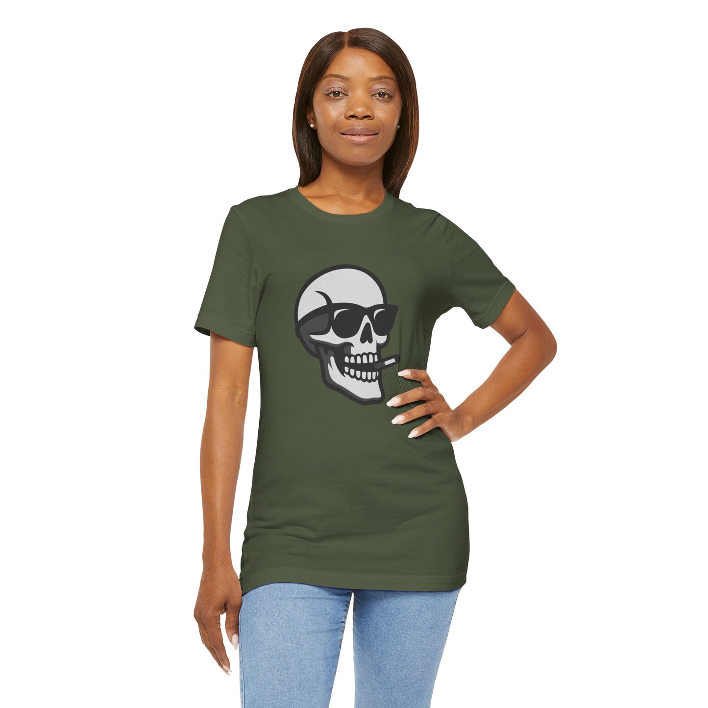 Cool Skull Graphic Tee Dark Theme – Smoking Skull Vector Design with Attitude