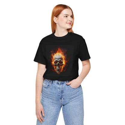 Flaming Skull Halloween Shirt – Intense Fire Skull Graphic Tee for Hardcore Spooky Season Style