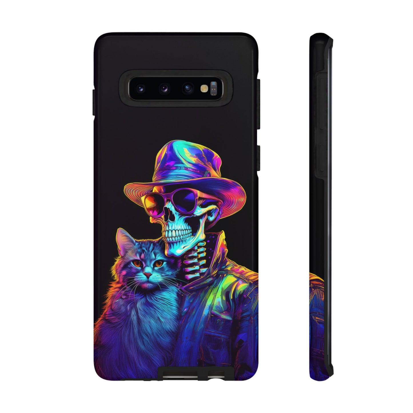 Skeleton holding a Cat Cell Phone Case 002