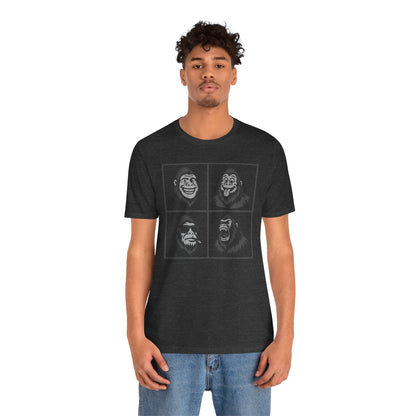 Bigfoot Expression Collage Graphic Tee Dark Theme – Funny and Fierce Sasquatch Faces Design