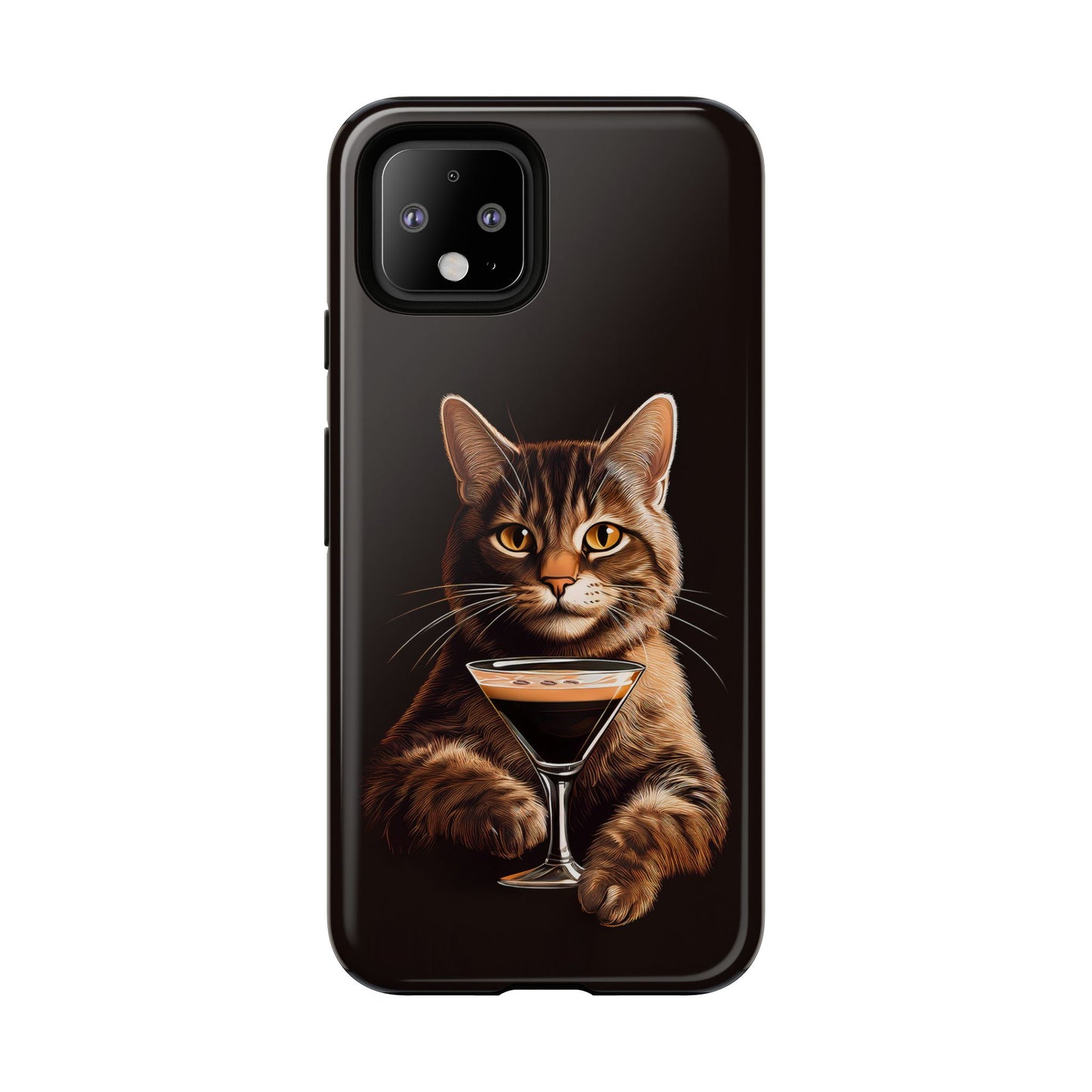 Sophisticated Cat with Espresso Martini Cell Phone Case 001