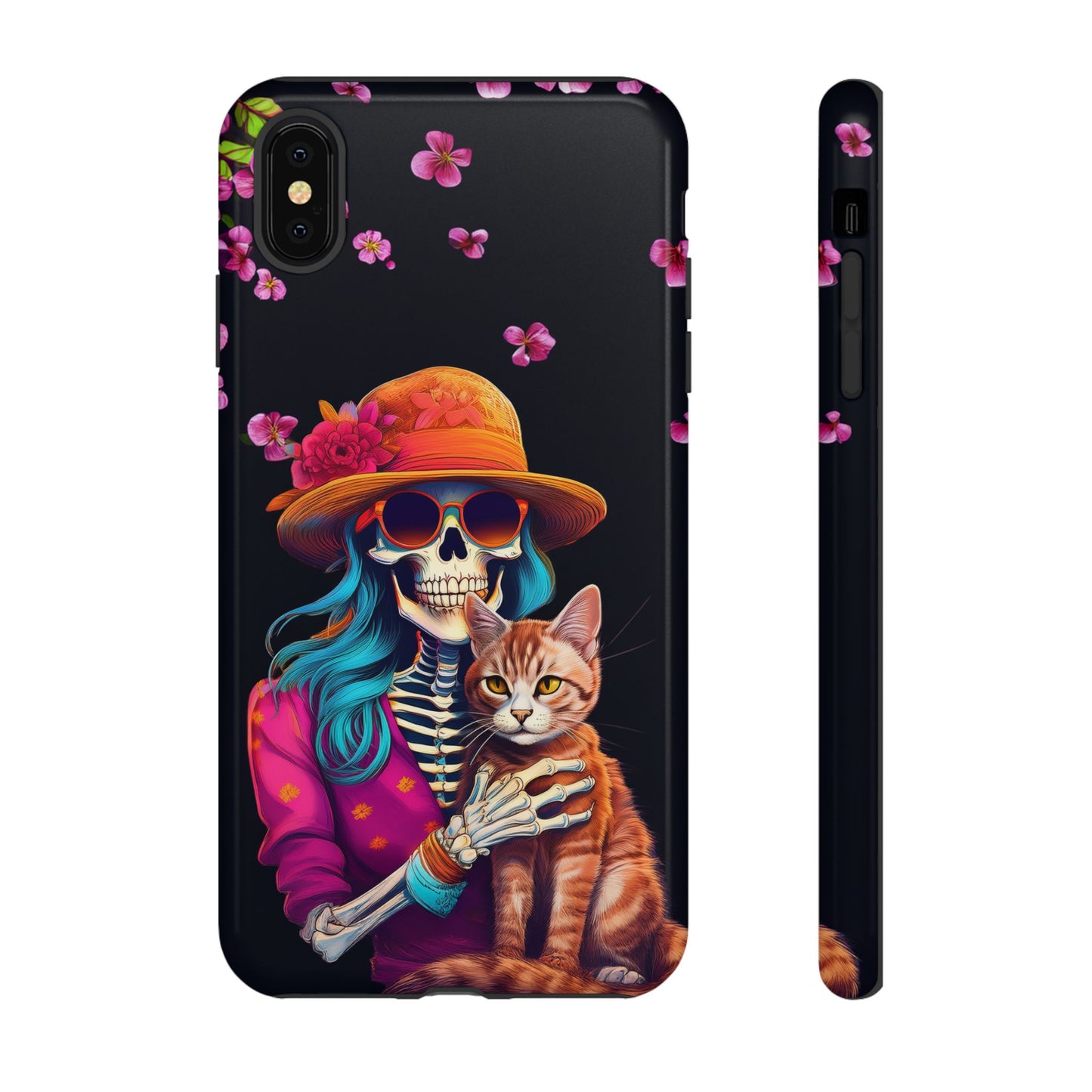 Skeleton holding a Cat Cell Phone Case 001