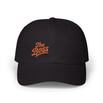 The Boss Classic Dad Hat – Embroidered Funny Statement Hat for Confident Leaders and Power Players. Orange Letters
