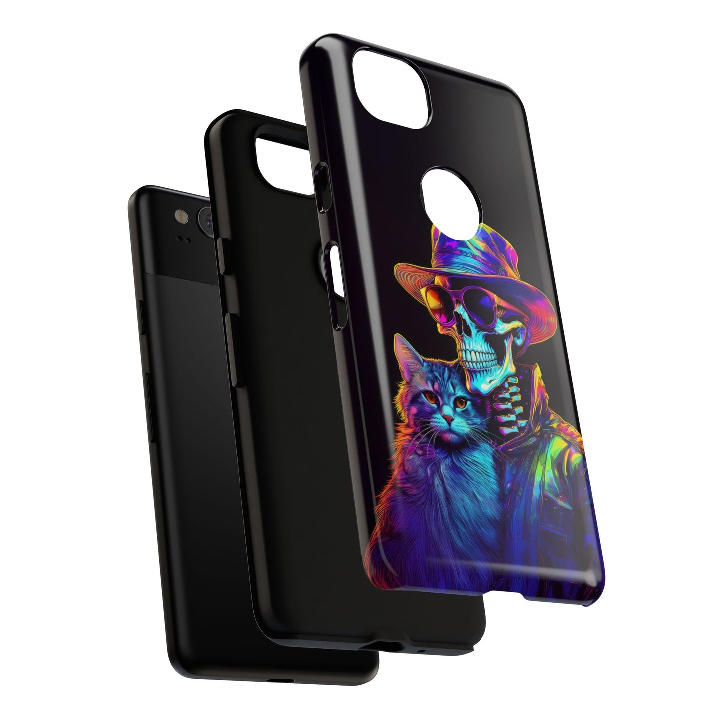 Skeleton holding a Cat Cell Phone Case 002