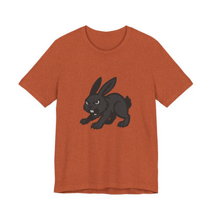 Angry Bunny Graphic T-Shirt – Fierce Black Rabbit Dark Theme Design on Dark Tee for Streetwear, Gym Style, or Bold Animal Aesthetic. Unisex Jersey Short Sleeve Tee