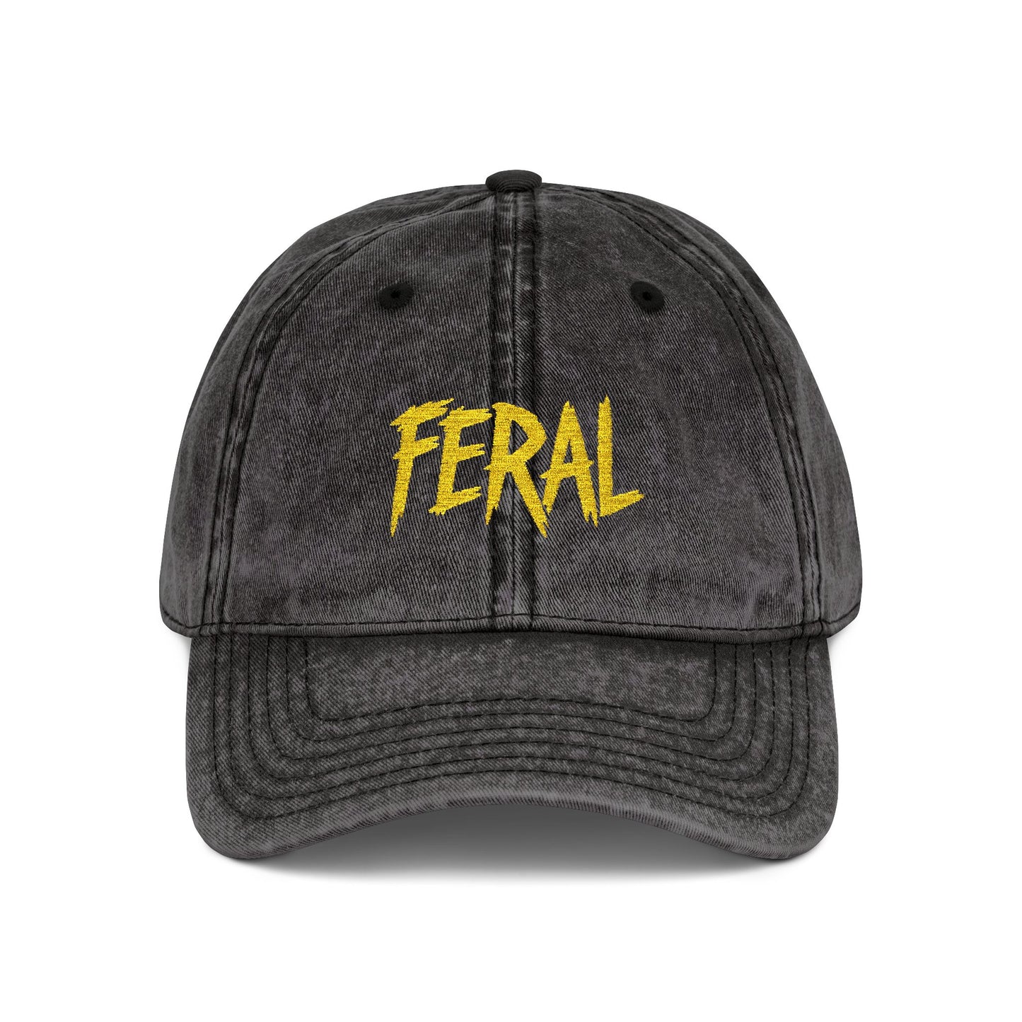 FERAL Vintage Hat – Bold Statement Hat with Wild Energy Font for Rebels, Misfits, and Chaos Enthusiasts