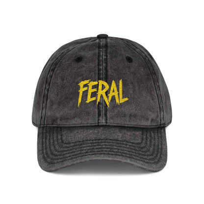 FERAL Vintage Hat – Bold Statement Hat with Wild Energy Font for Rebels, Misfits, and Chaos Enthusiasts