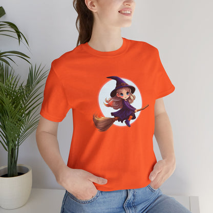 Cute Witch on a Broom Halloween Shirt – Adorable Flying Witch Graphic Tee for Kids and Magic Lovers