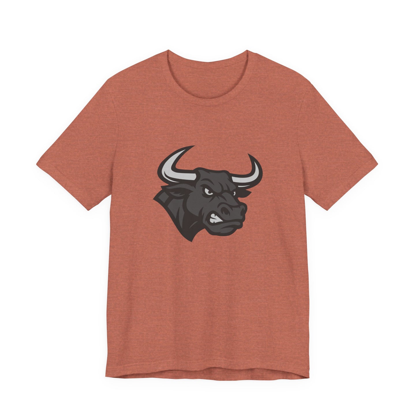 Angry Bull Graphic T-Shirt – Dark Theme Grayscale Bull Head Design on Black Tee for Streetwear, Gym, or Bold Urban Style. Unisex Jersey Short Sleeve Tee