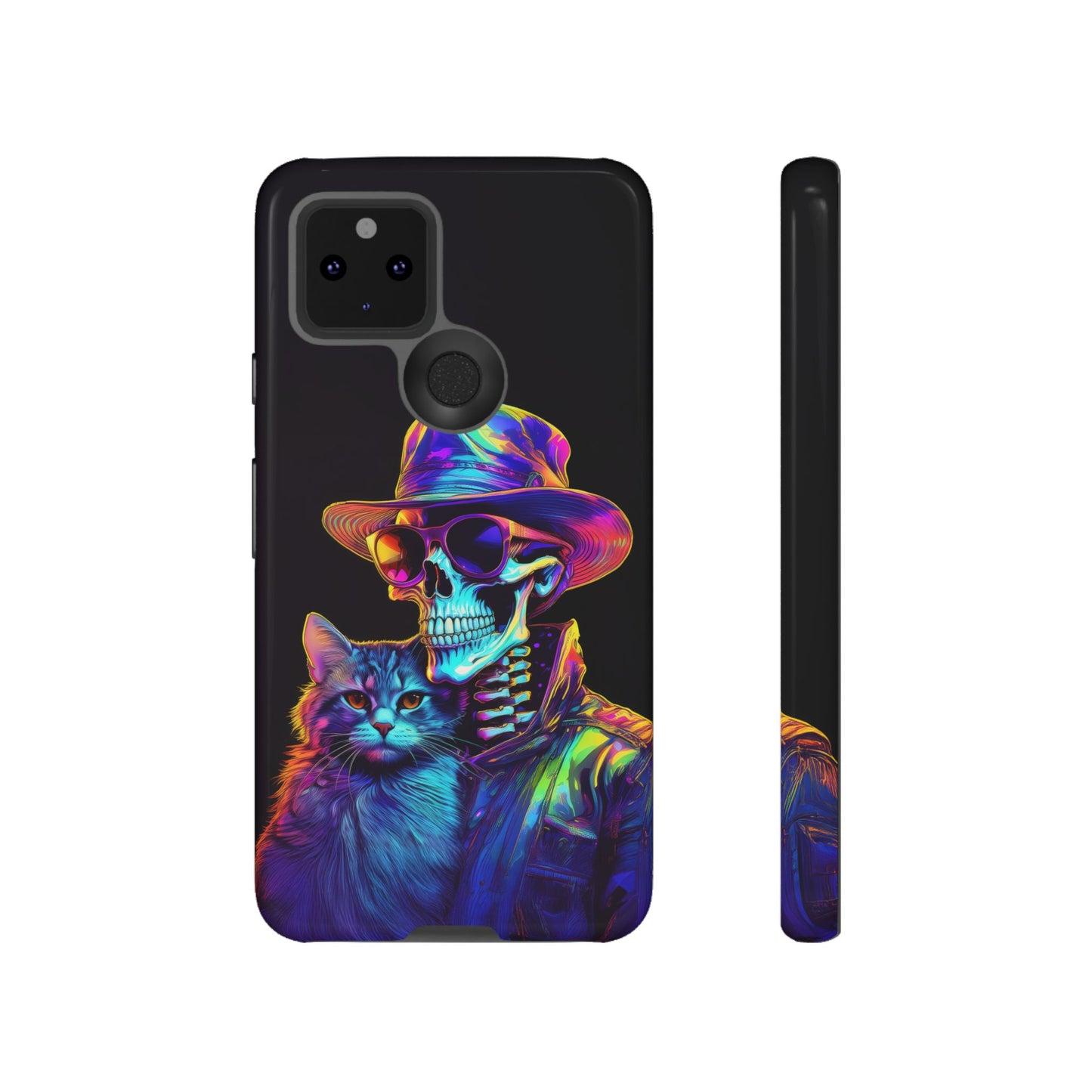 Skeleton holding a Cat Cell Phone Case 002