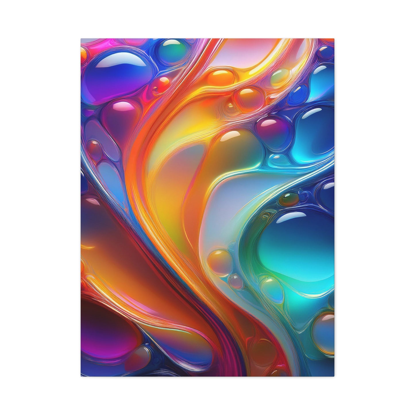 Flowing Glass Abstract Art Canvas Print - Colorful Fluid Design, Stretched Wall Decor