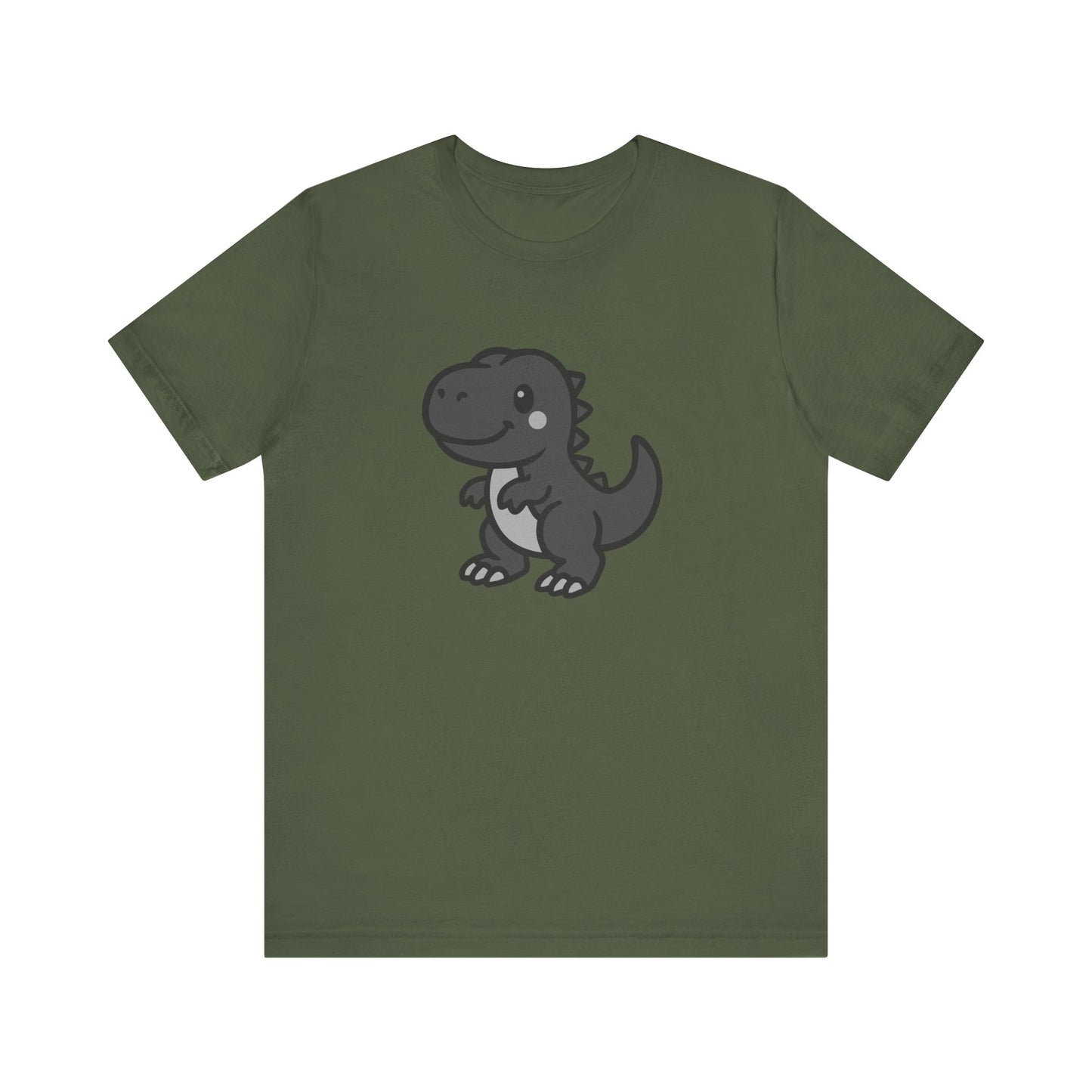 Cute T-Rex Graphic Tee Dark Theme – Kawaii Dinosaur Vector Design for Playful Style