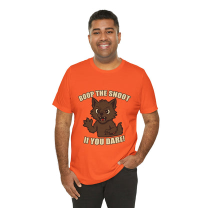 Boop the Snoot If You Dare Halloween Shirt – Funny Werewolf Halloween Graphic Unisex Jersey Short Sleeve Tee for Dog Lovers.